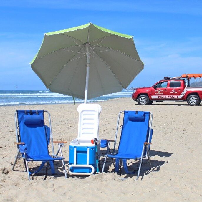 San Diego Bike Rentals, Beach Chair, Cooler, Umbrella